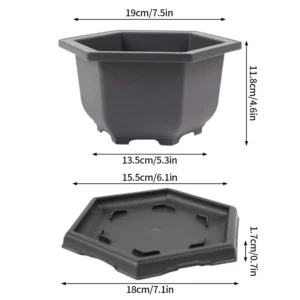 Plastikowe doniczki treningowe do bonsai z tacą drenażową — zestaw Armijna zieleń