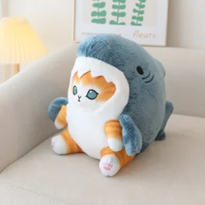 Pluszowa poduszka kot-rekin kawaii dekoracja pokoju 22–55 cm Różowy