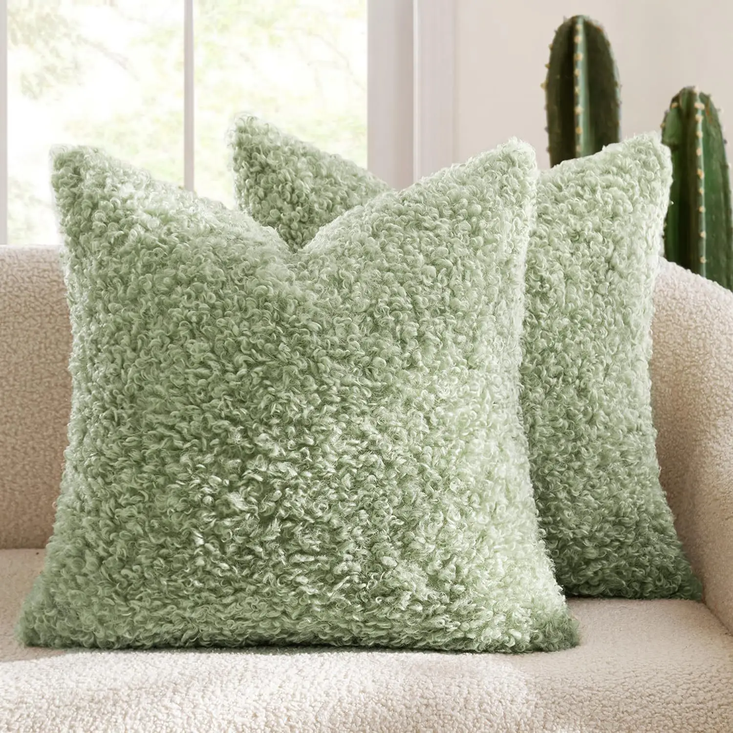 Pluszowa poszewka z jagnięcej wełny aksamitna ultra miękka sofa 45x45 cm Beżowy