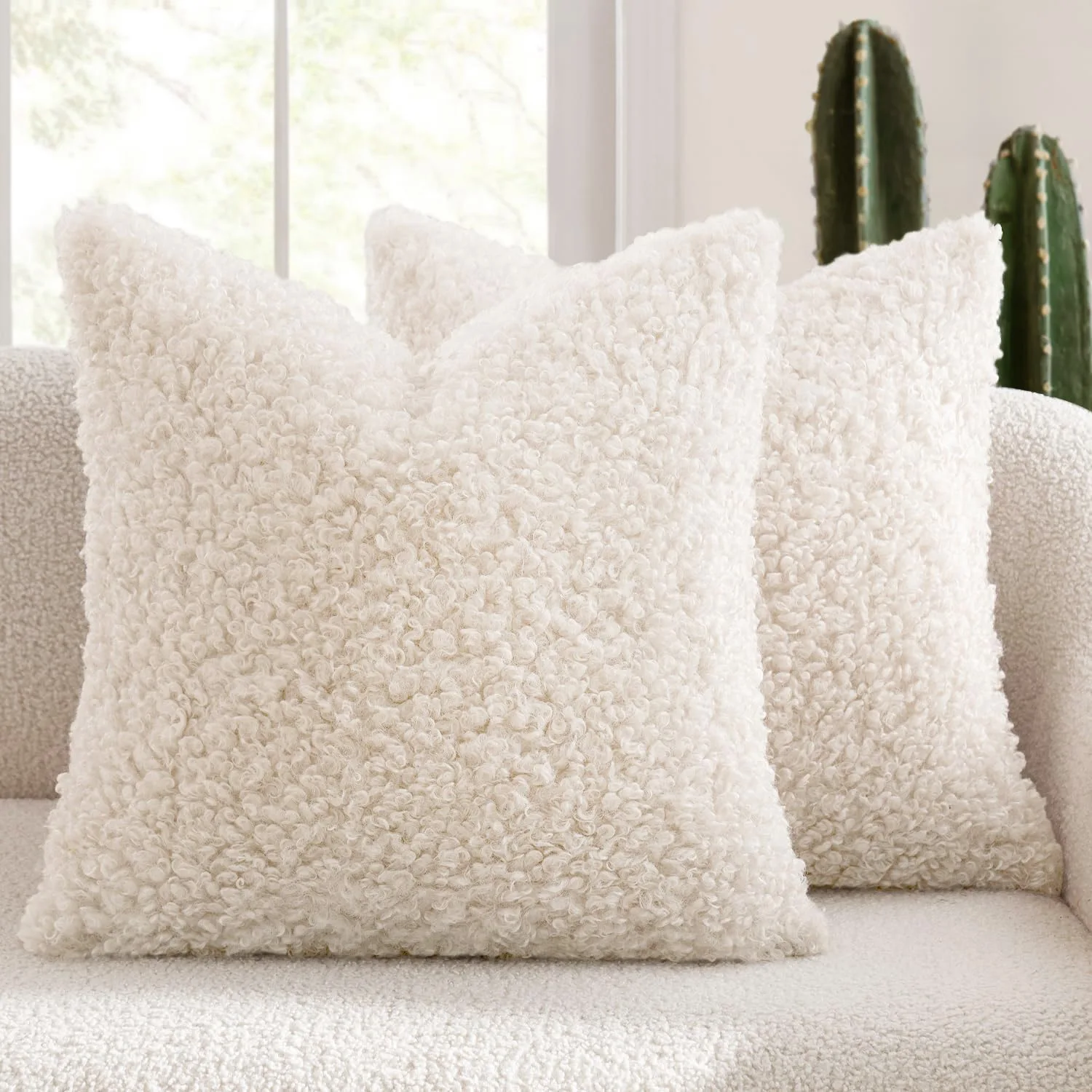 Pluszowa poszewka z jagnięcej wełny aksamitna ultra miękka sofa 45x45 cm Biały