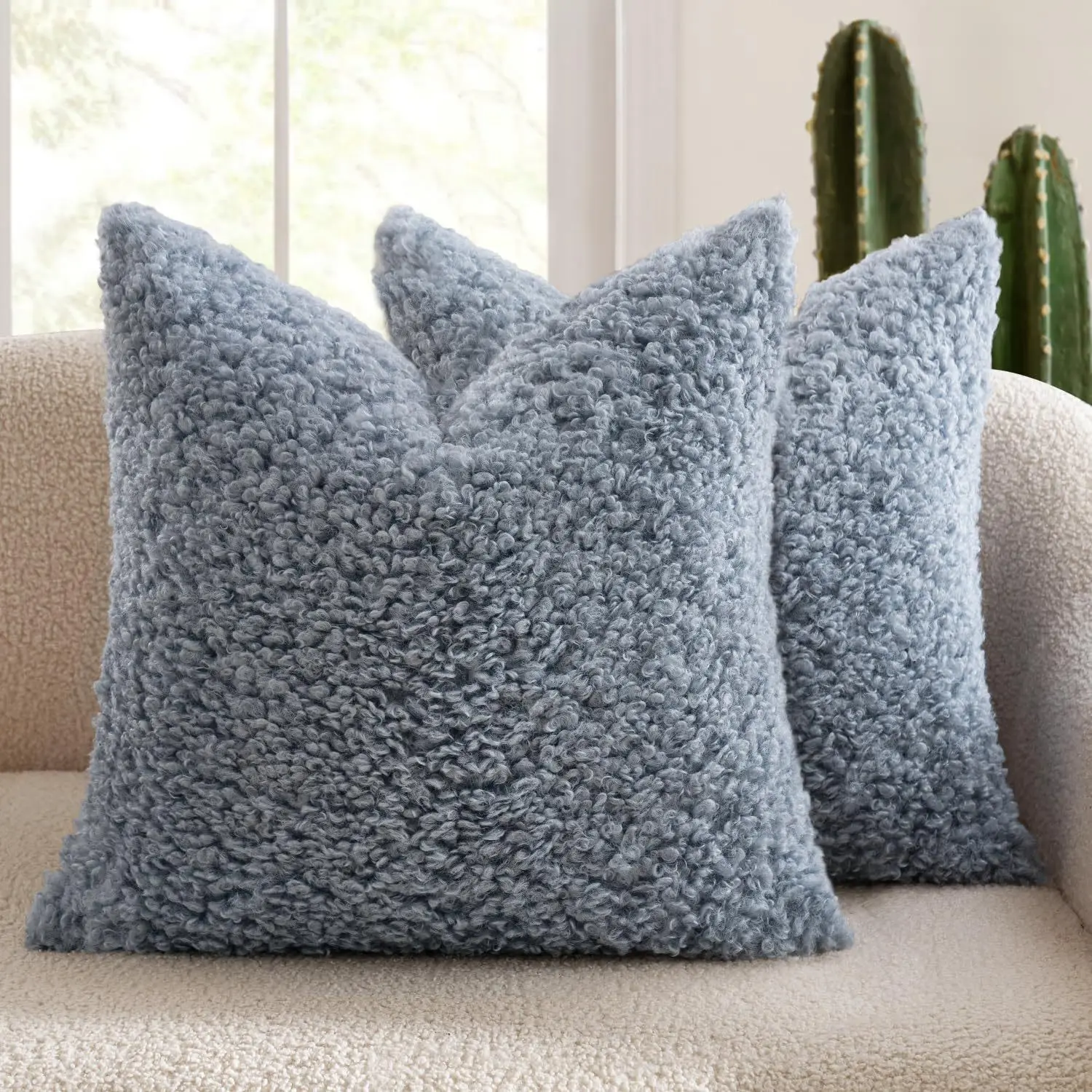 Pluszowa poszewka z jagnięcej wełny aksamitna ultra miękka sofa 45x45 cm Królewski niebieski