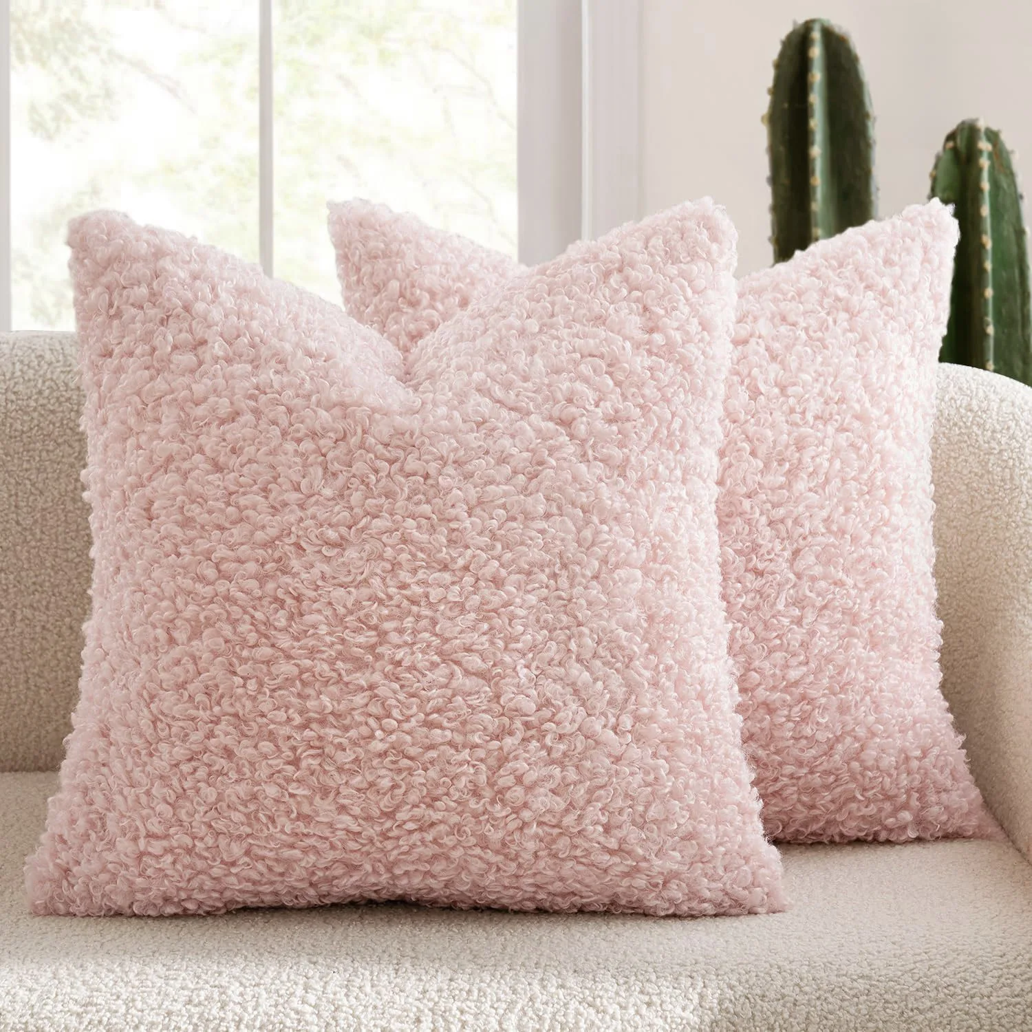 Pluszowa poszewka z jagnięcej wełny aksamitna ultra miękka sofa 45x45 cm Różowy