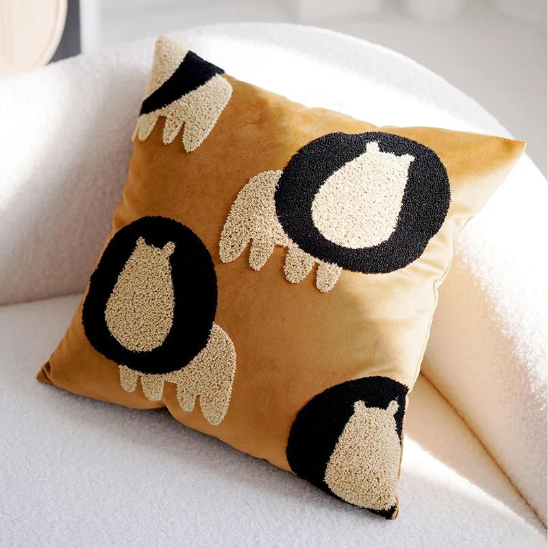 Pluszowa poszewka na poduszkę z haftowanym zwierzęciem 45x45 cm Fioletowy/фиолетовый