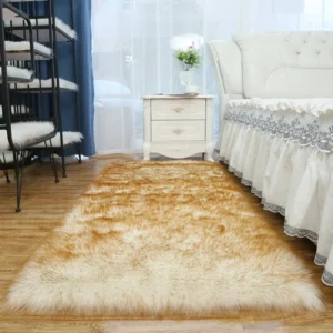 Pluszowy dywan futrzany z imitacji wełny do salonu Pomarańczowy