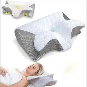 Poduszka cervikalna memory foam na bezdech senny i ból szyi Jasnoszary