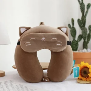 Miękka poduszka podróżna memory foam pod szyję — bawełna, kształt U Czerwony