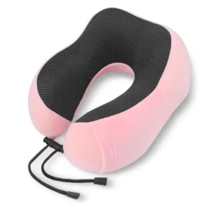Ergonomiczna poduszka podróżna pod szyję z bawełny memory — z magnesem Różowy