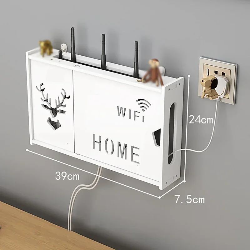 Półka na router WiFi bez wiercenia z metalowym wspornikiem Brązowy