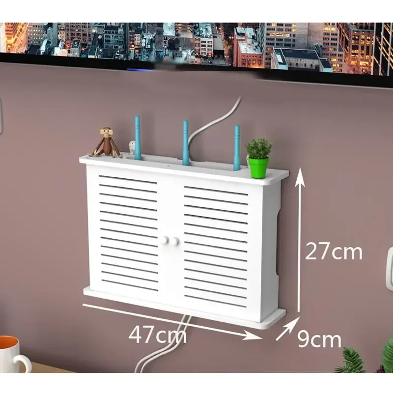 Półka na router WiFi bez wiercenia z metalowym wspornikiem Czysta biel