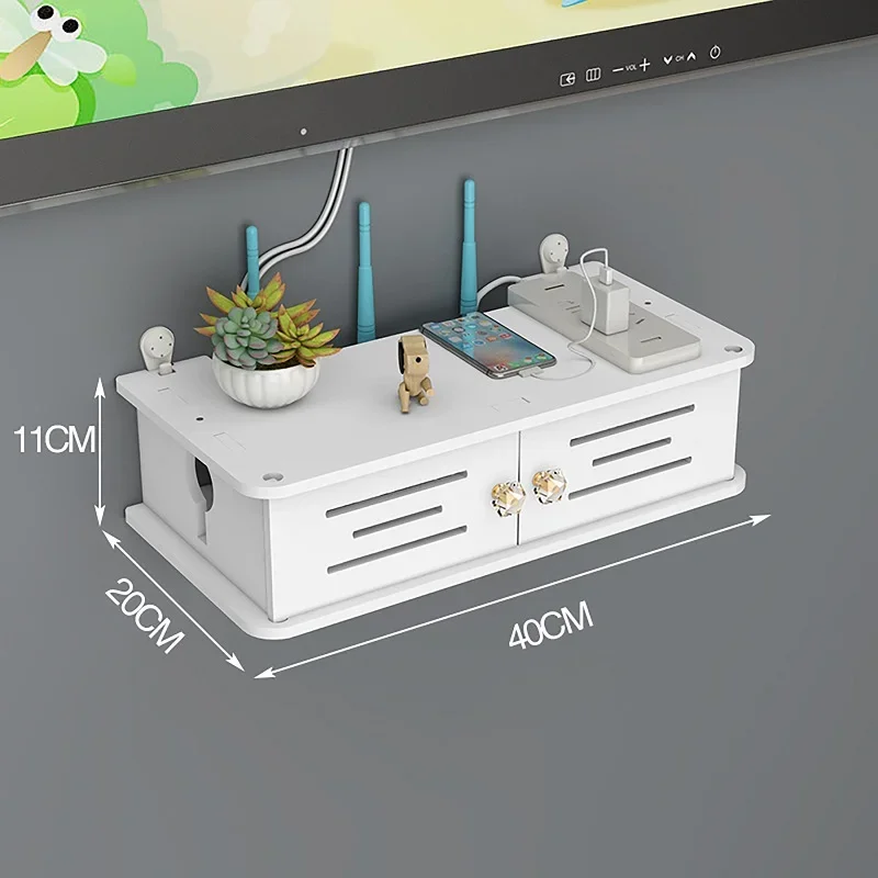Półka na router WiFi bez wiercenia z metalowym wspornikiem Jasny
