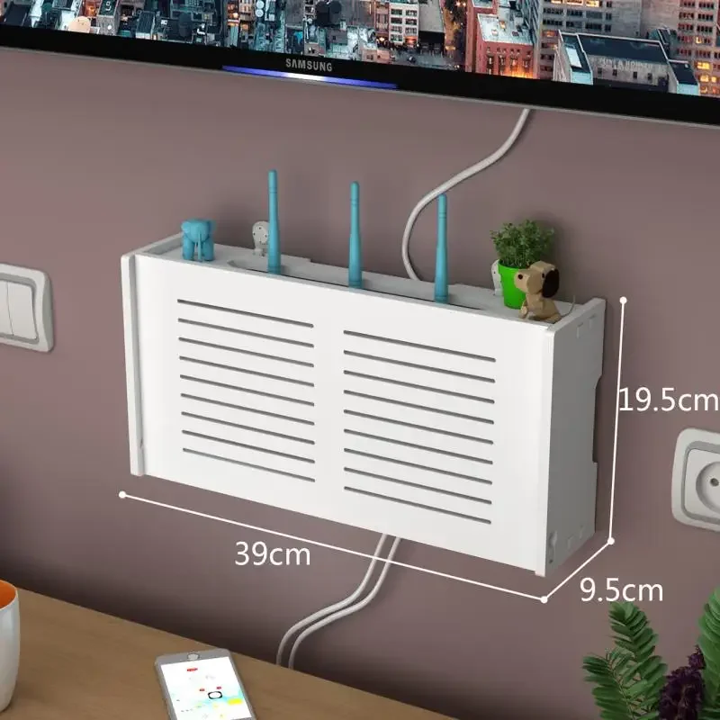 Półka na router WiFi bez wiercenia z metalowym wspornikiem Wielokolorowy