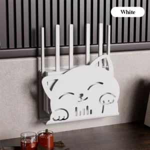 Półka na router WiFi z motywem kota — schowek na dekoder i kable Czerwony