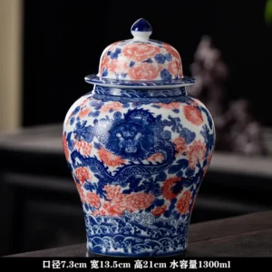 Porcelanowy słoik na herbatę vintage, niebiesko-biały Jasnożółty