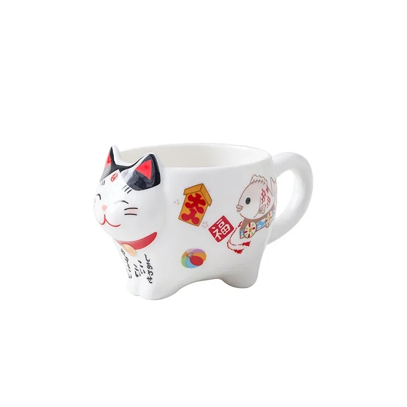Porcelanowy zestaw do herbaty z kotem na szczęście Maneki Neko Matowy
