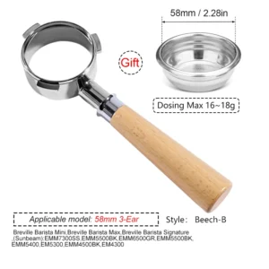 Bezdenny portafiltr 58 mm 3-uchwytowy do Breville Barista i Sunbeam Pomarańczowy