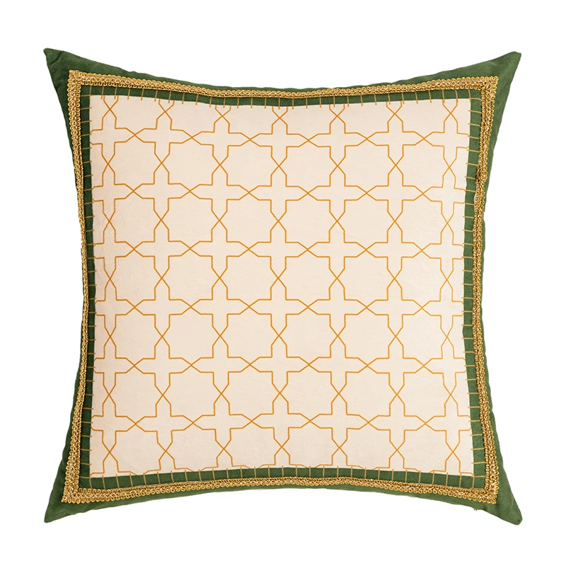 Poszewka na poduszkę aksamitna z nadrukiem zielonych liści 45x45 cm Fioletowy