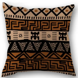 Poszewka na poduszkę boho etniczna lniana kolorowy wzór geometryczny Niebieski