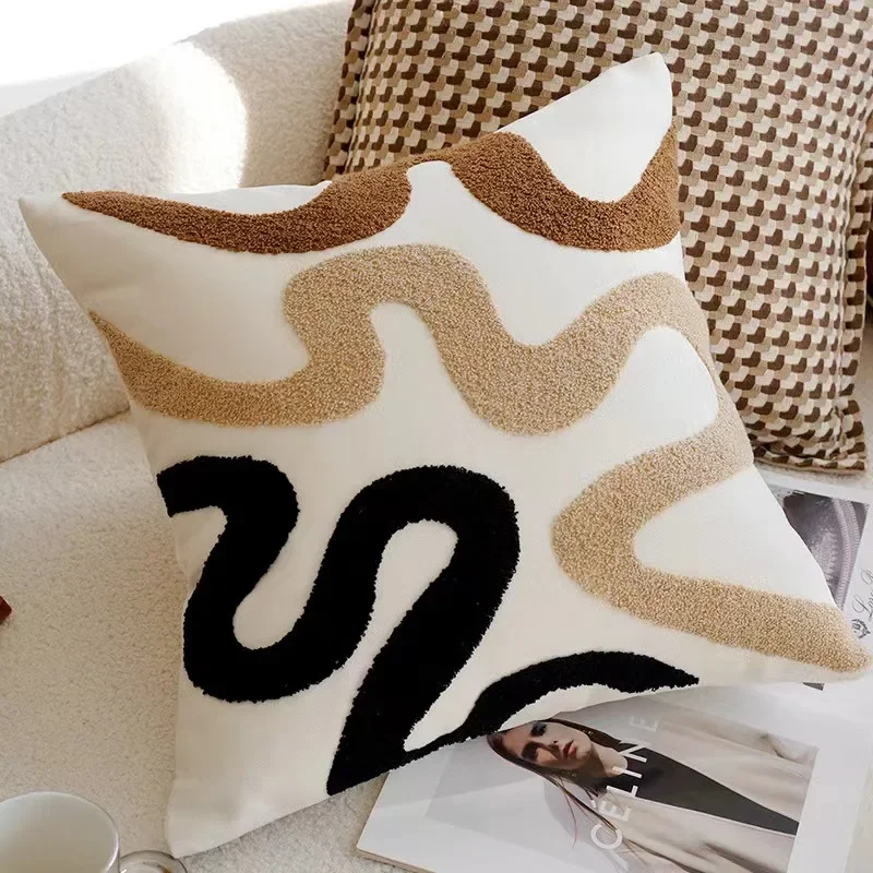 Poszewka na poduszkę boho vintage kremowa do salonu Czerwony