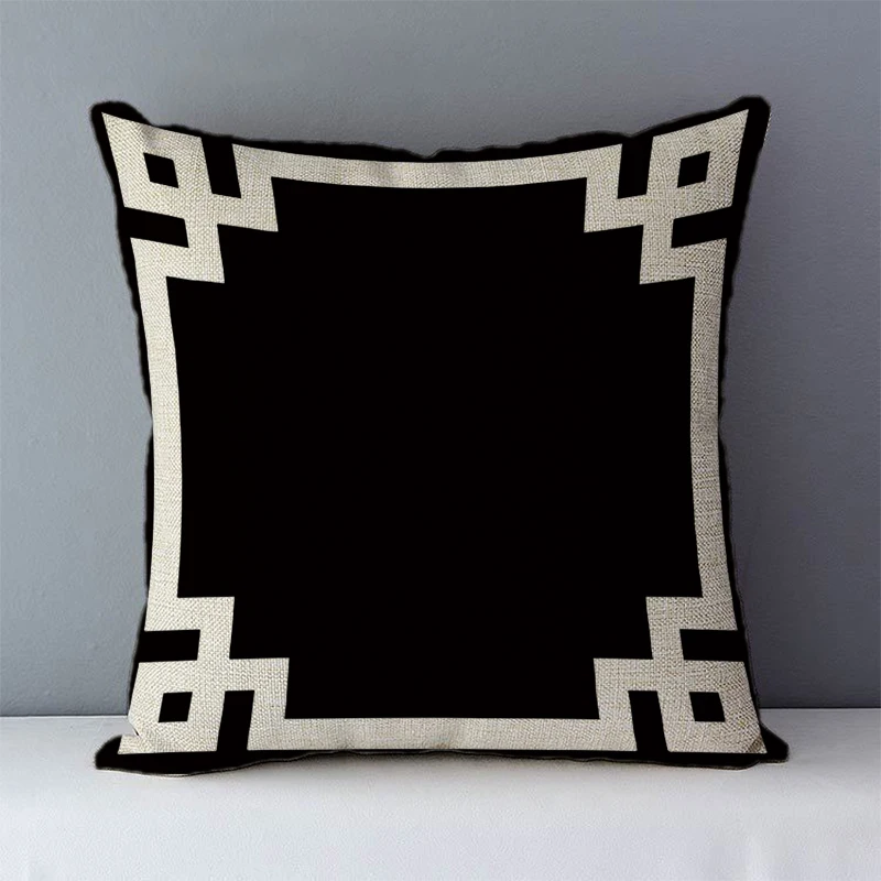 Poszewka czarna geometryczna drukowana 45x45 cm sofa Beżowy