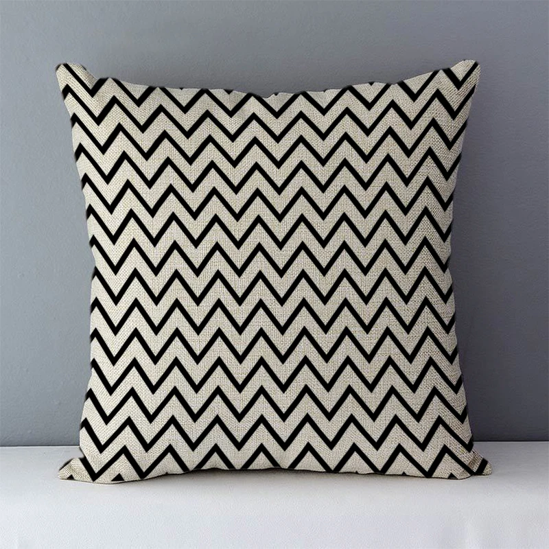 Poszewka czarna geometryczna drukowana 45x45 cm sofa Błękitny