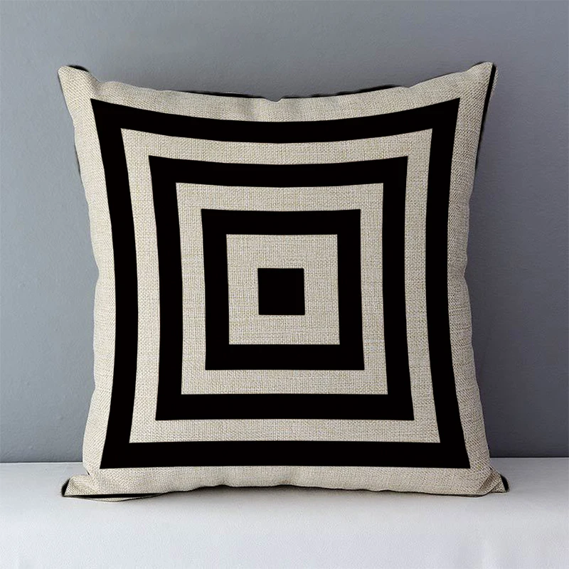 Poszewka czarna geometryczna drukowana 45x45 cm sofa Brązowy