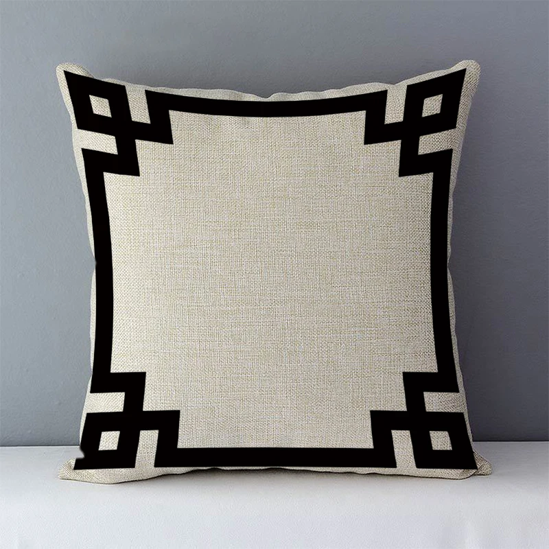 Poszewka czarna geometryczna drukowana 45x45 cm sofa Czarny
