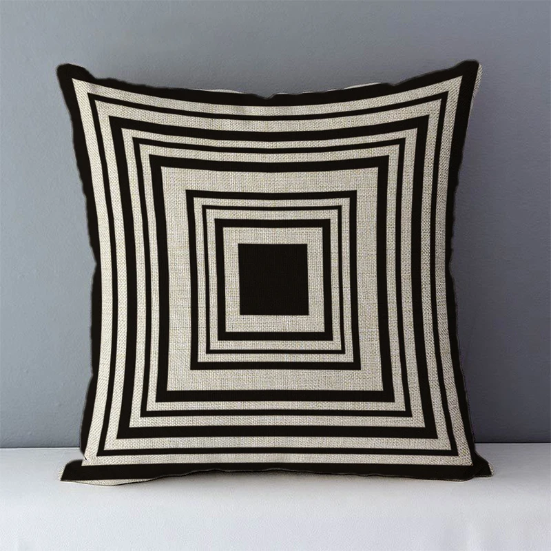 Poszewka czarna geometryczna drukowana 45x45 cm sofa Fioletowy