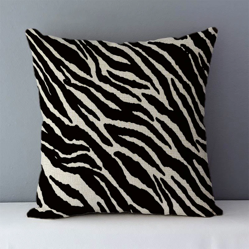 Poszewka czarna geometryczna drukowana 45x45 cm sofa Niebieski
