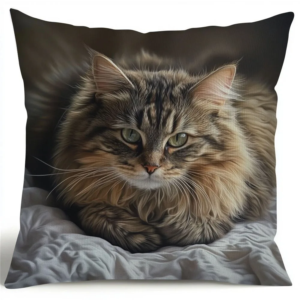 Poszewka na poduszkę z kotem Maine Coon w stylu vintage Czarny