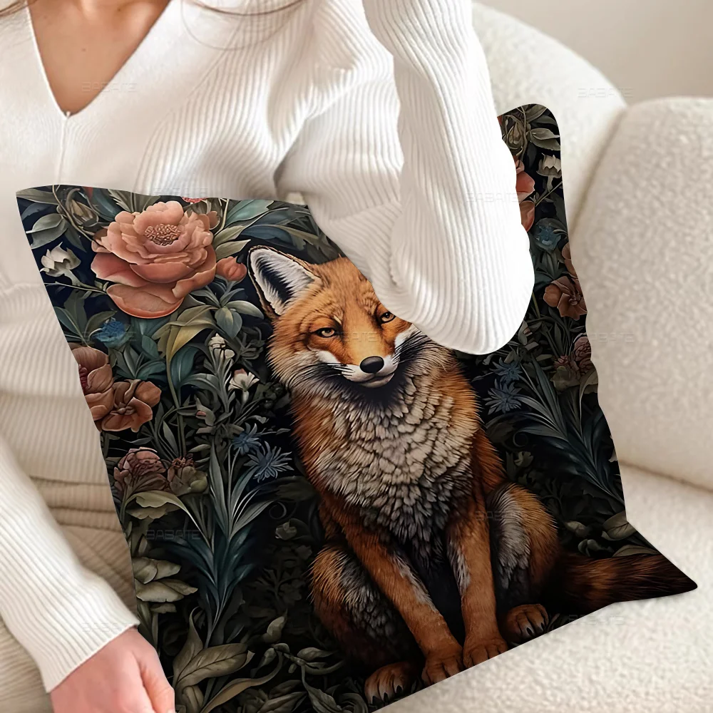 Poszewka na poduszkę wzór William Morris botaniczny 45x45 cm Beżowy