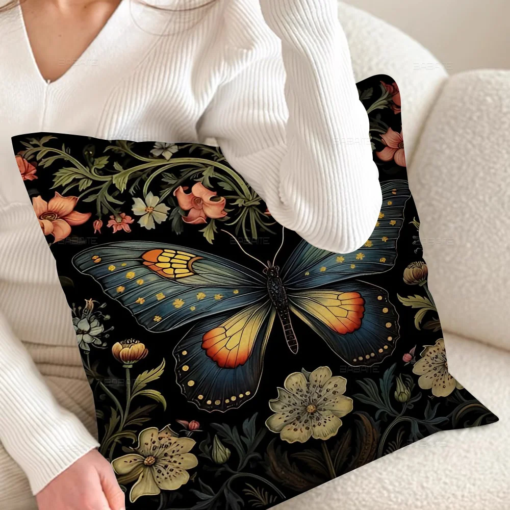 Poszewka na poduszkę wzór William Morris botaniczny 45x45 cm Brązowy