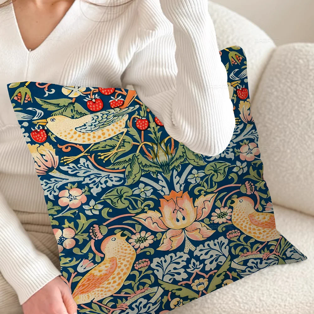 Poszewka na poduszkę wzór William Morris botaniczny 45x45 cm żółty
