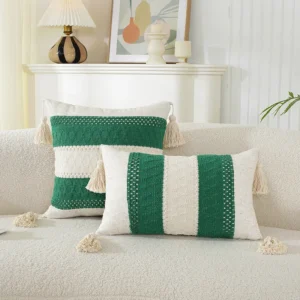 Poszewka patchwork haftowana wiejska na sofę i łóżko Niebieski