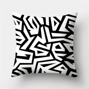 Poszewka na poduszkę w geometryczne wzory 45x45 cm Szary