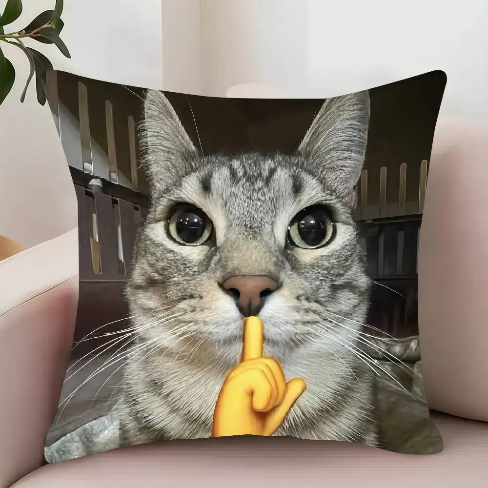 Poszewka na poduszkę z zabawnym kotem kawaii Biały