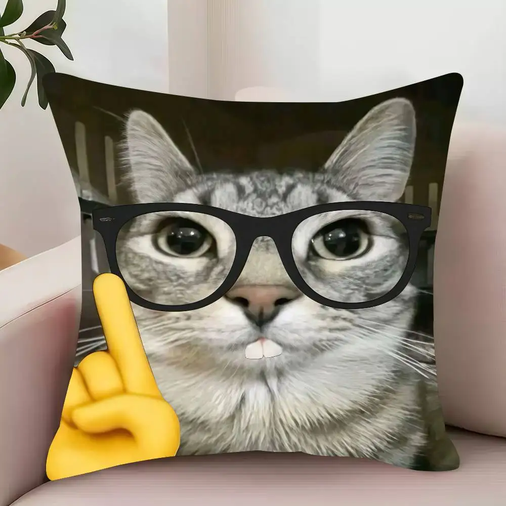 Poszewka na poduszkę z zabawnym kotem kawaii Czarny
