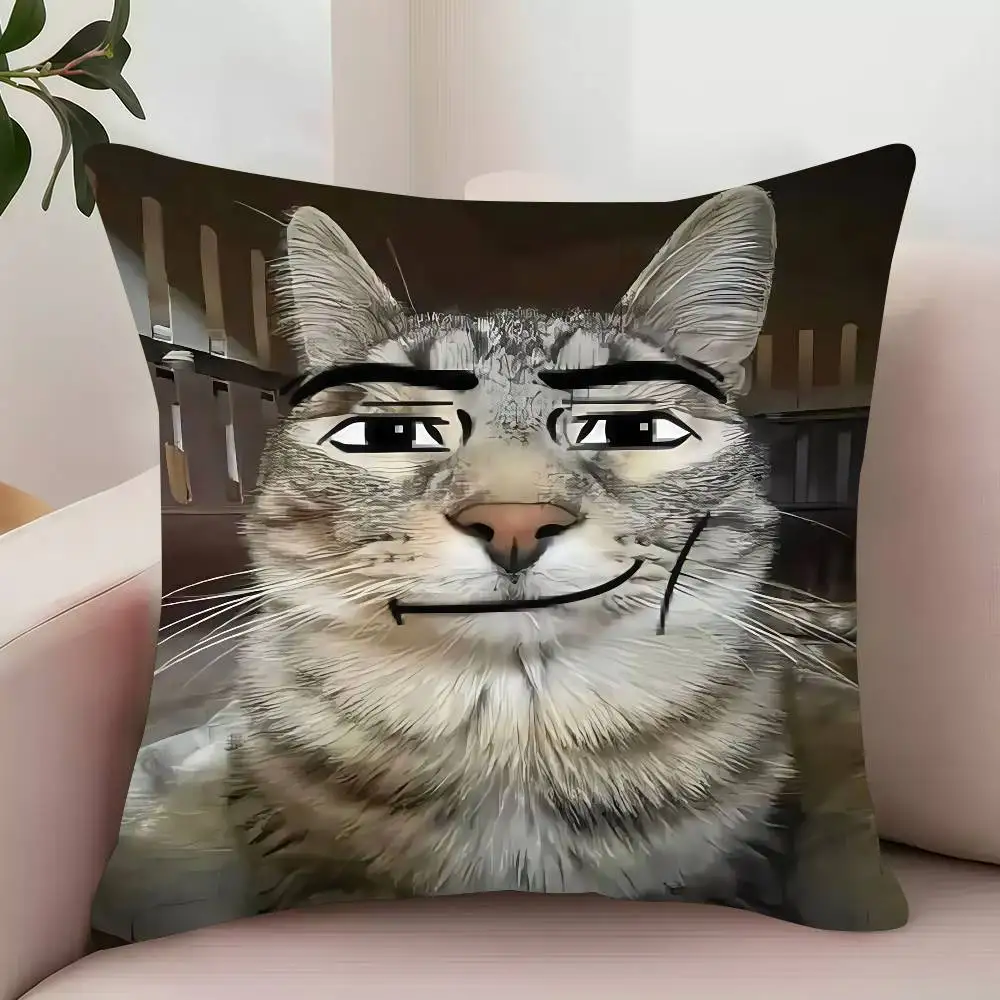 Poszewka na poduszkę z zabawnym kotem kawaii Niebieski