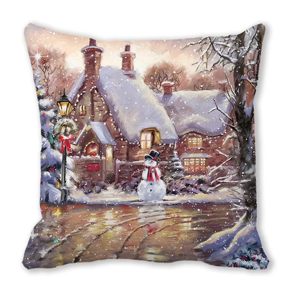 Poszewka na poduszkę świąteczna 45x45 cm — różne wzory Wesołych Świąt Burgundia