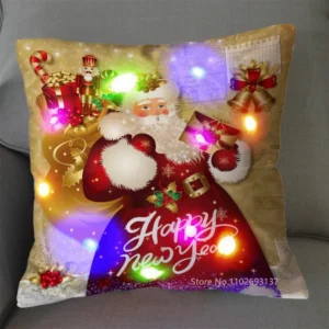 Poszewka na poduszkę świąteczna z podświetleniem LED — Święty Mikołaj 45x45 cm Czarny