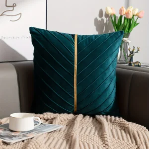 Poszewka złoty wytłaczany aksamit kwadratowa miękka sofa 45x45 cm Zielony