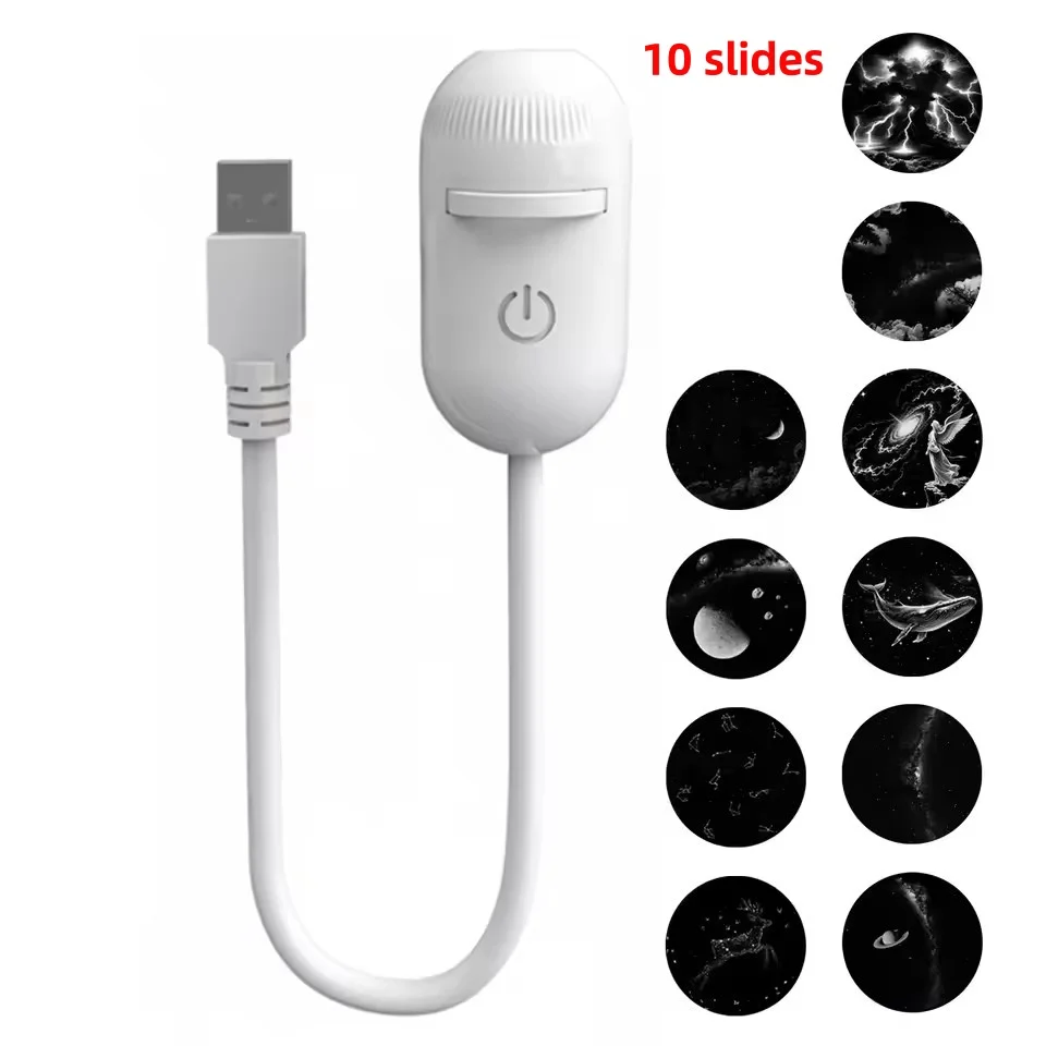 Projektor gwiazdozbioru Mini USB 2 w 1 z 30 slajdami projekcyjnymi — do sypialni Brązowy