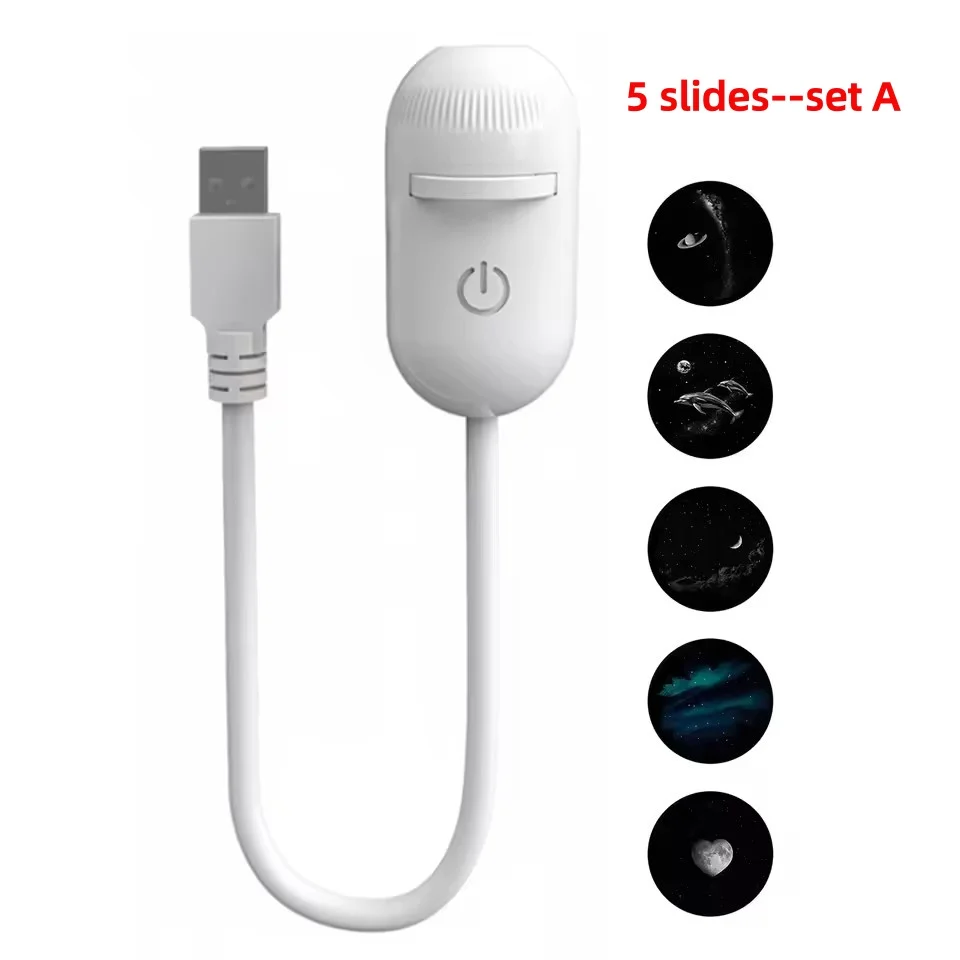 Projektor gwiazdozbioru Mini USB 2 w 1 z 30 slajdami projekcyjnymi — do sypialni Ciemny niebieski