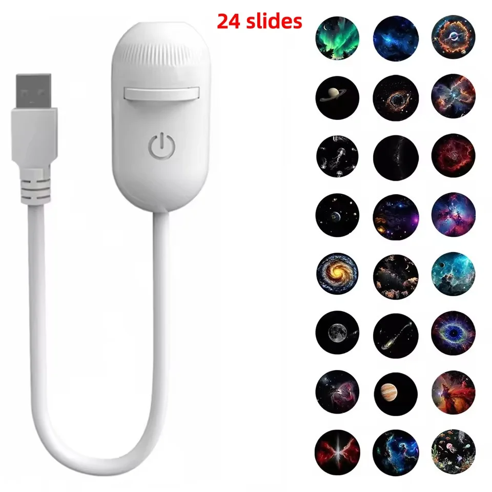 Projektor gwiazdozbioru Mini USB 2 w 1 z 30 slajdami projekcyjnymi — do sypialni Fuksja