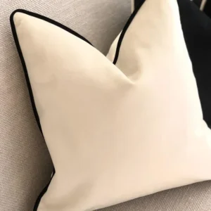 Prosta aksamitna poszewka kontrastowa czarno-biała dekoracyjna sofa 45x45 cm Biały