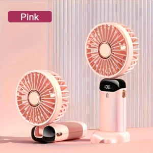 Przenośny wentylator ręczny USB z LED, 6 prędkości, składany Ciemny szary