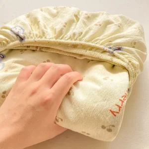 Prześcieradło z gumką bawełna prana na materac do 250x250 cm Jasnożółty