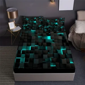 Prześcieradło na materac z geometrycznym wzorem 3D Beżowy