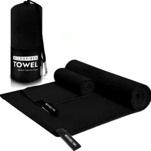Ręcznik sportowy szybkoschnący na siłownię 40x80 i 50x110 cm Czarny