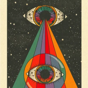Retro plakat boho psychodeliczny lata 70 z cytatami Biały