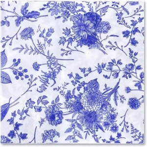 Serwetki papierowe niebieskie kwiaty porcelana – jednorazowe Brązowy